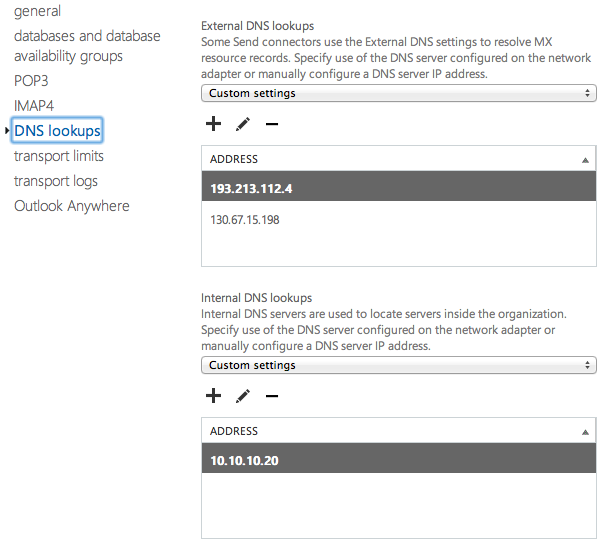 Exchange server настройка dns